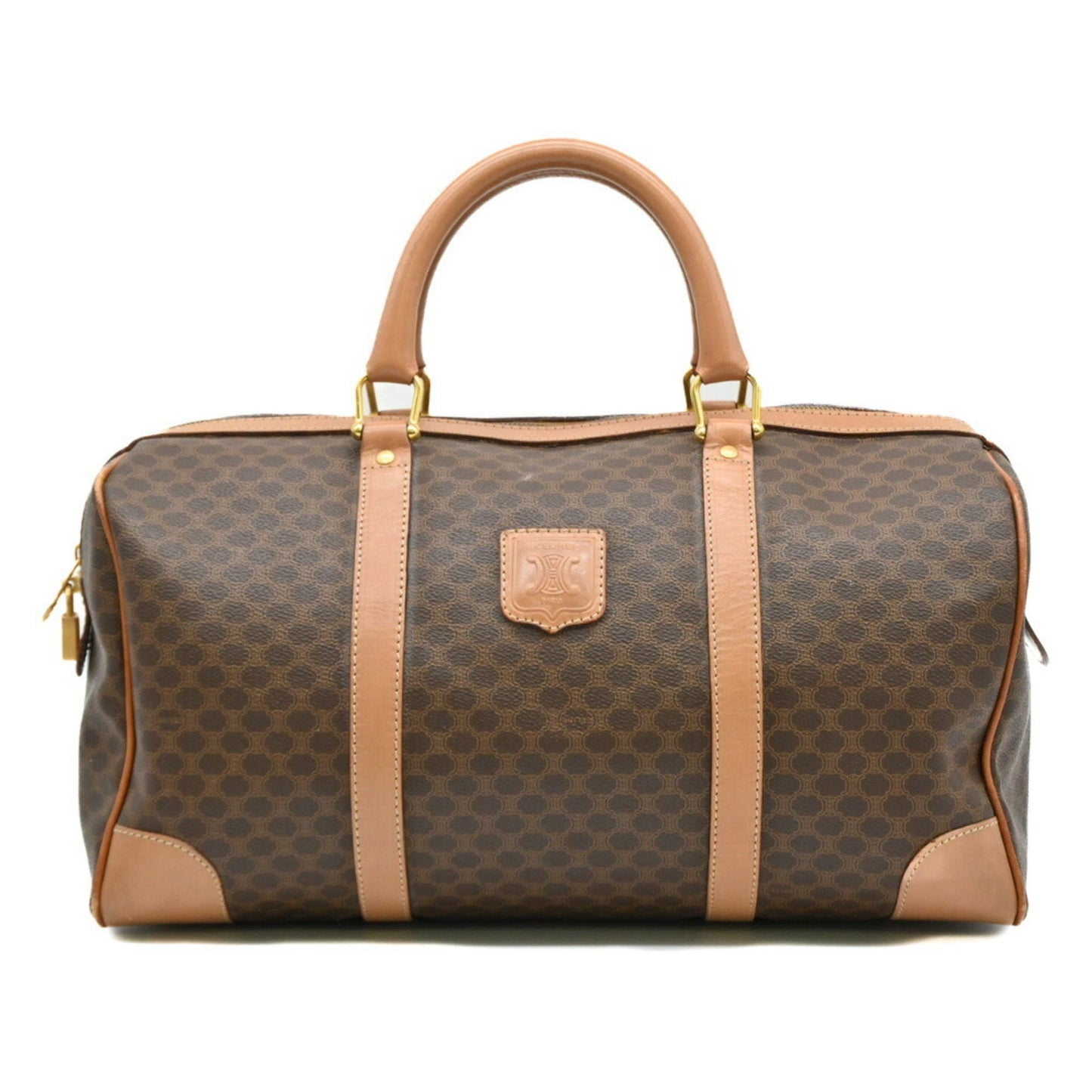 Celine Macadam Boston Bag Leather Brown