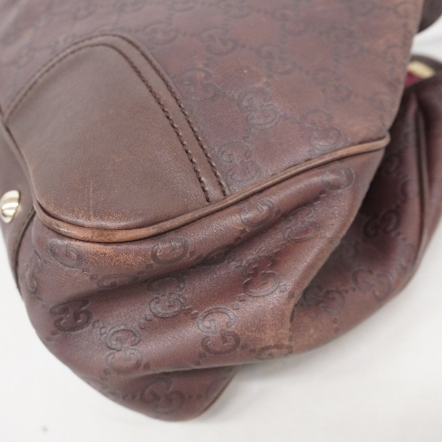 Gucci Tote Bag Guccissima Princess 163805 Leather Brown Champagne