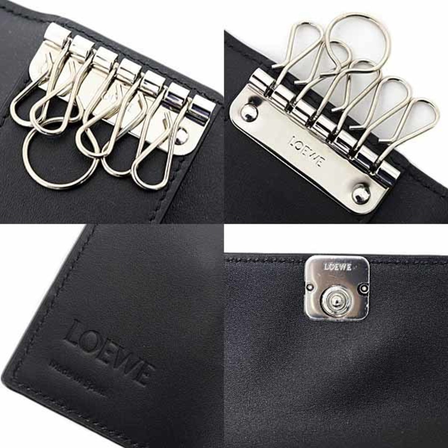 Loewe Anagram Key Case In Pebble Grain Calfskin