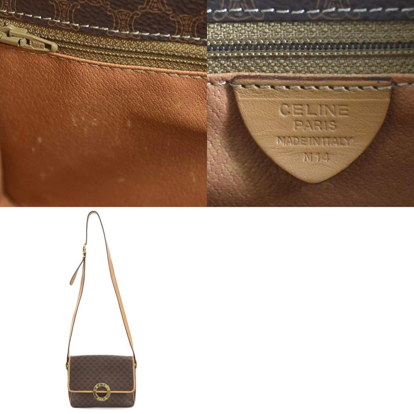 Celine Shoulder Bag Macadam Pvc/Leather Brown