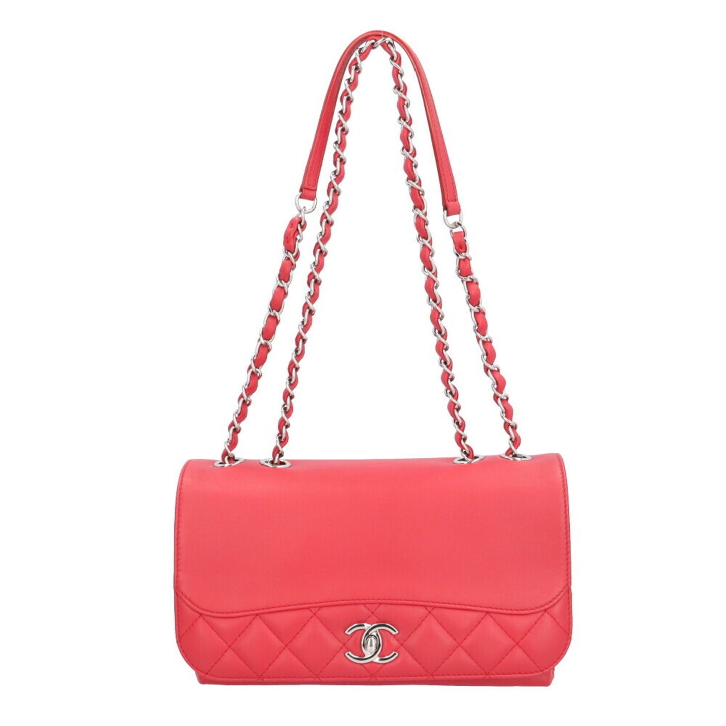 Chanel Matelasse Shoulder Bag Leather Red