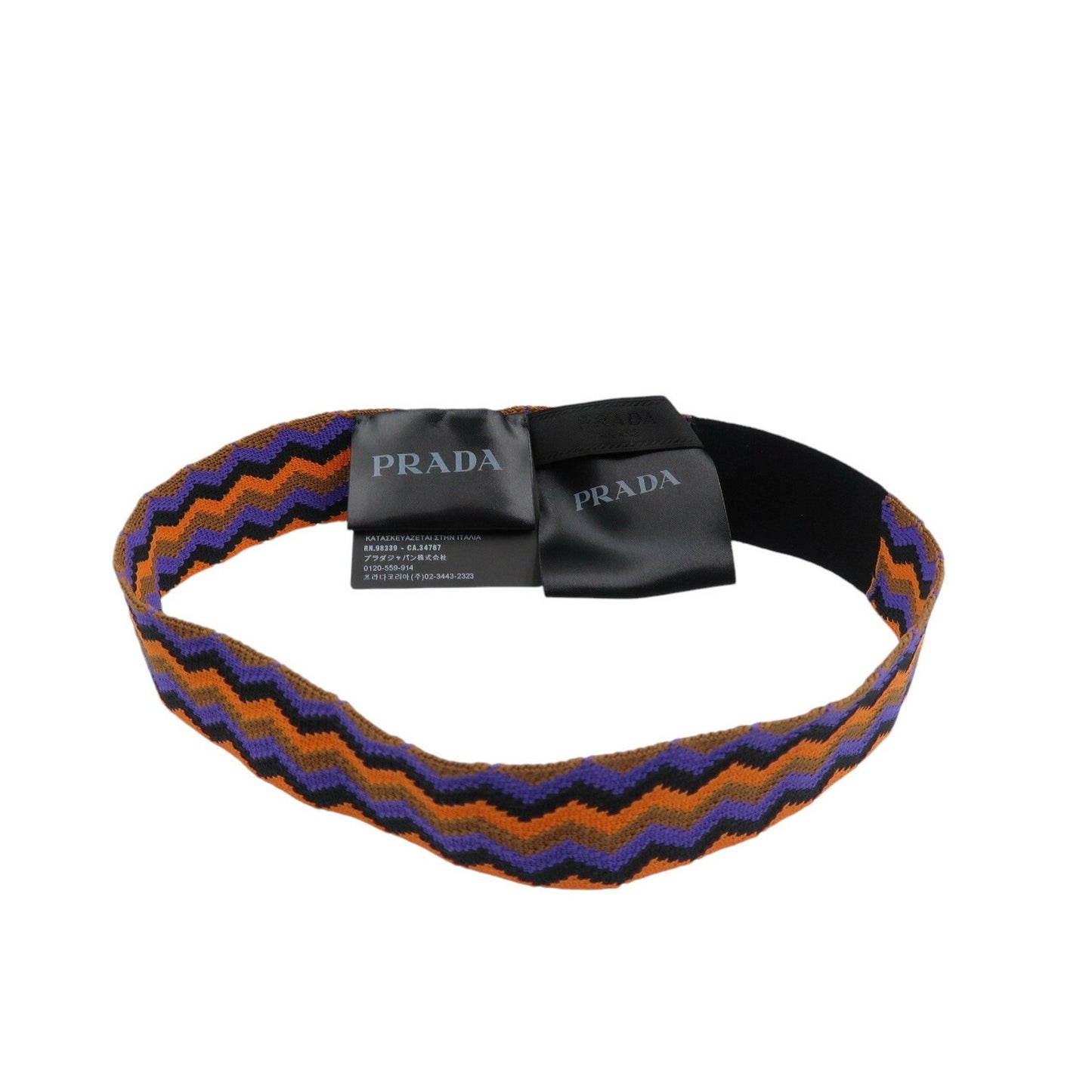 Prada Cotton Orange Blue Multicolor 2-Piece Hair Turban 0802Prada