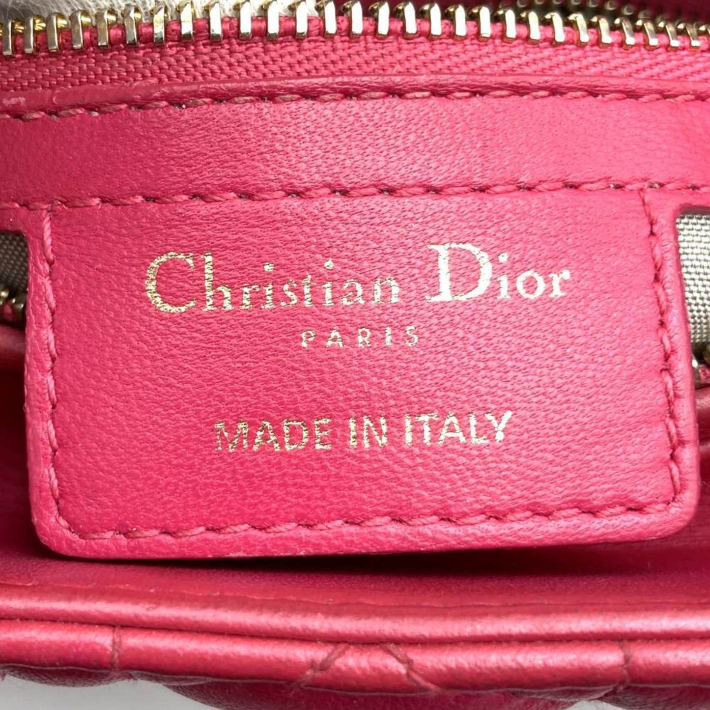 Christian Dior Dior Lady Medium 2Way Shoulder Bag Handbag Leather Pink