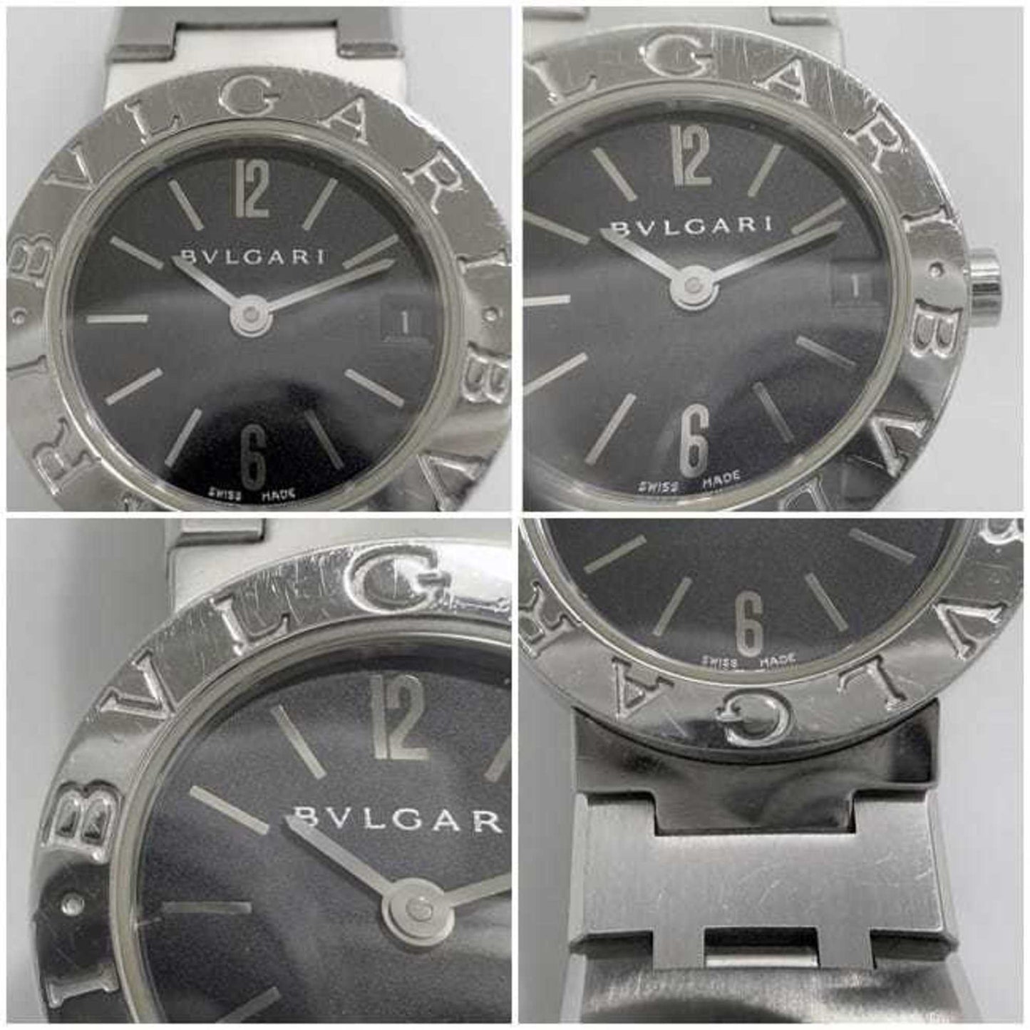 Bvlgari Watch F-21814 Black Silver Bb23Ss