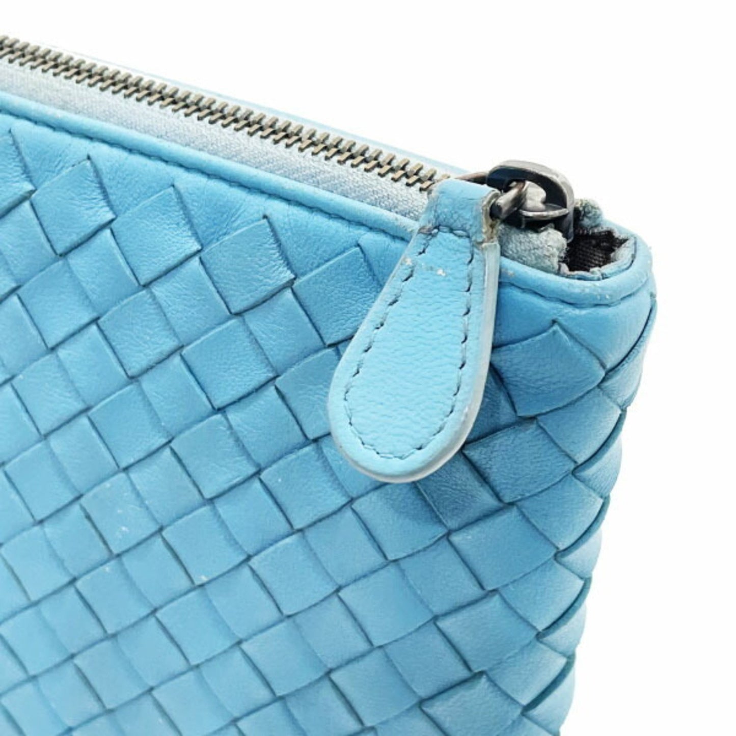 Bottega Veneta Pouch Intrecciato Clutch Bag Leather Light Blue Bottega Veneta Mesh Second Multi