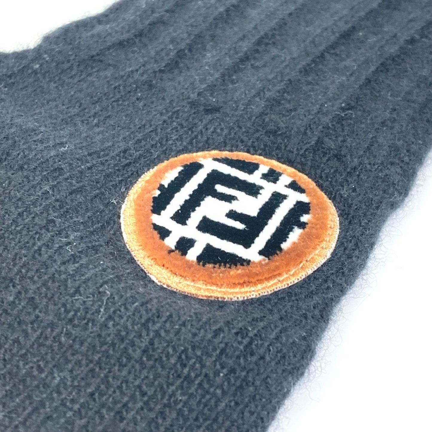 Fendi Fxy554 Zucca Wool/Cashmere Gloves With Logo Patch