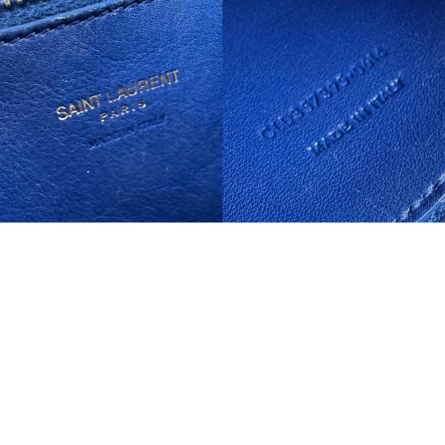 Yves Saint Laurent Cabas Leather Handbag Shoulder Bag In Blue And Gold