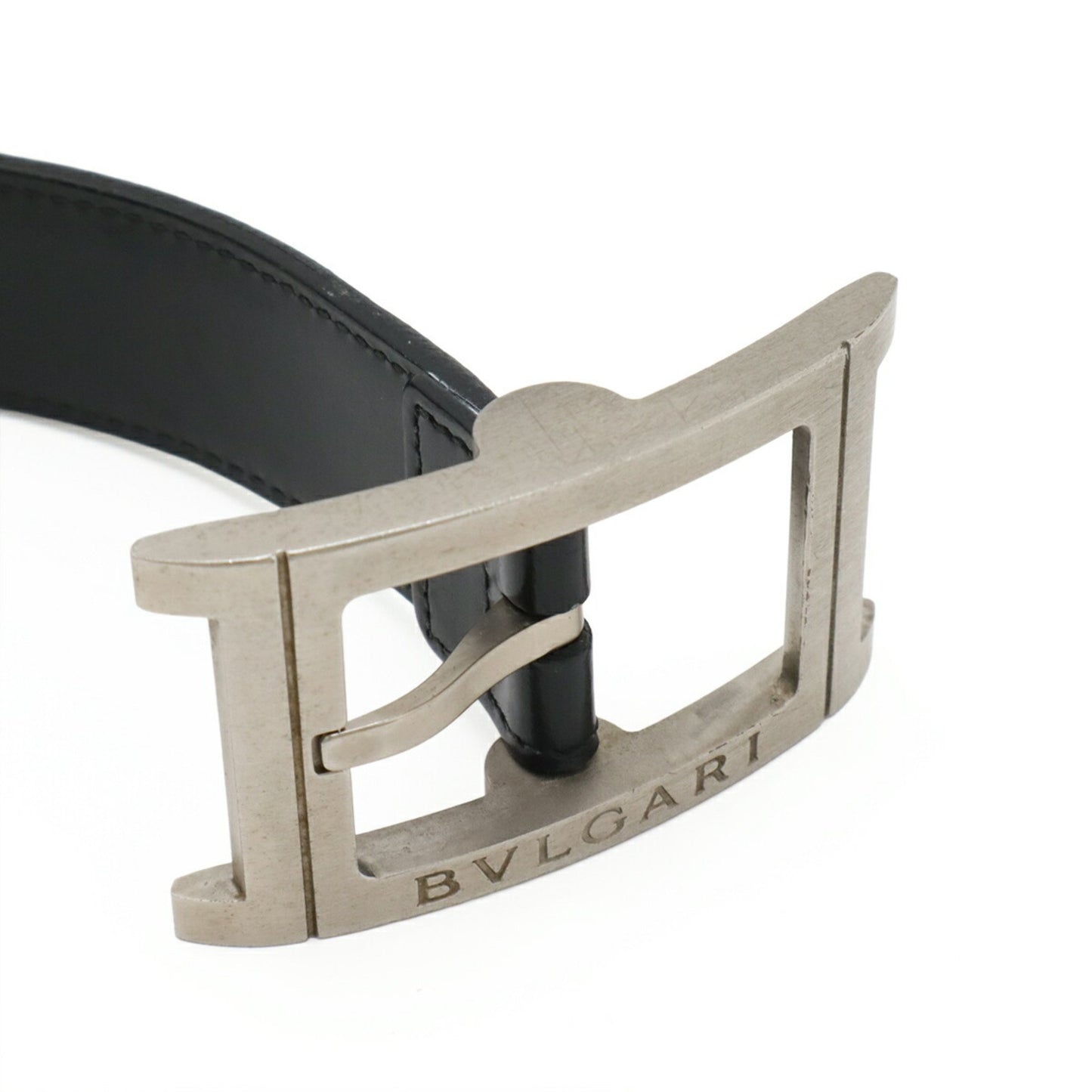 Bvlgari Rettangolo Belt In Black Leather