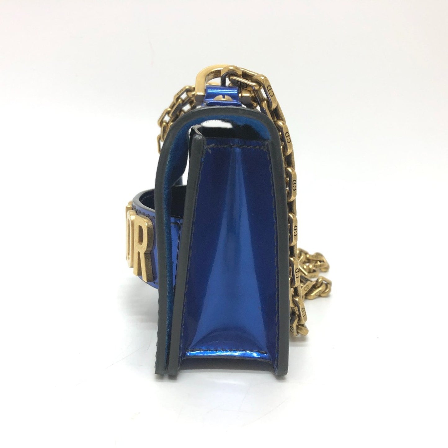Christian Dior Chain Bag Crossbody Shoulder Bag Shoulder Bag Gunmetal Blue Goldhardware