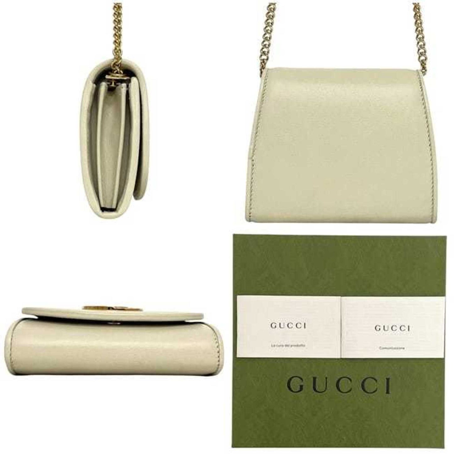 Gucci Shoulder Bag Ec-24017 Cream White Blondie 725219 Leather 0416 Gucci Crossbody Gg Wallet
