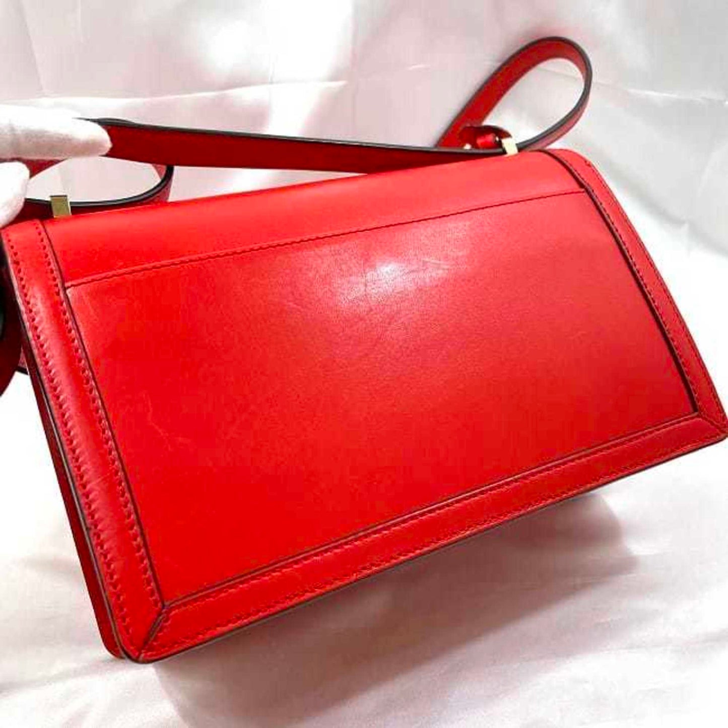Loewe Shoulder Bag Barcelona Red F-19948 Flap Leather