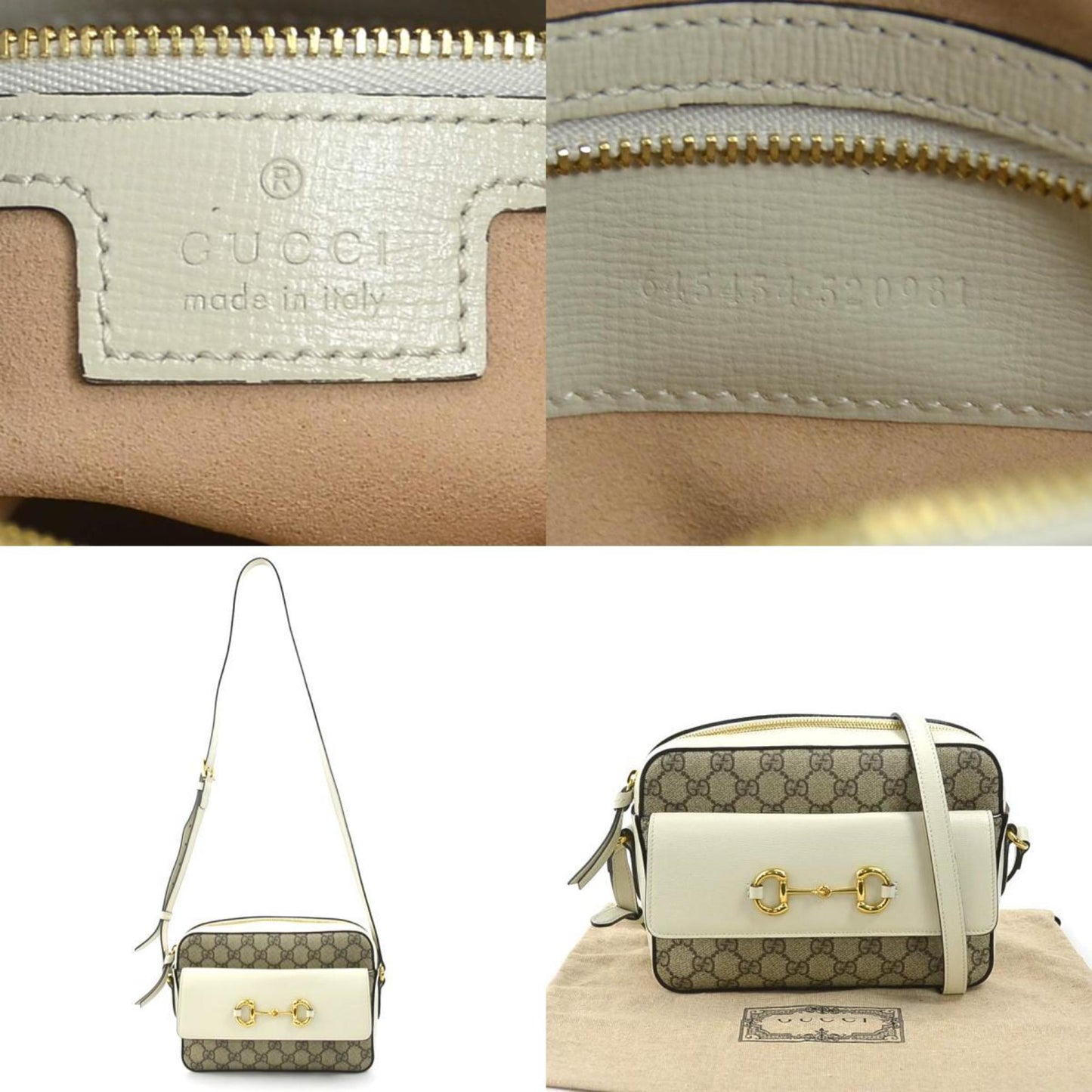 Gucci Crossbody Shoulder Bag Gg Supreme Pvc/Leather Beige/White Gold