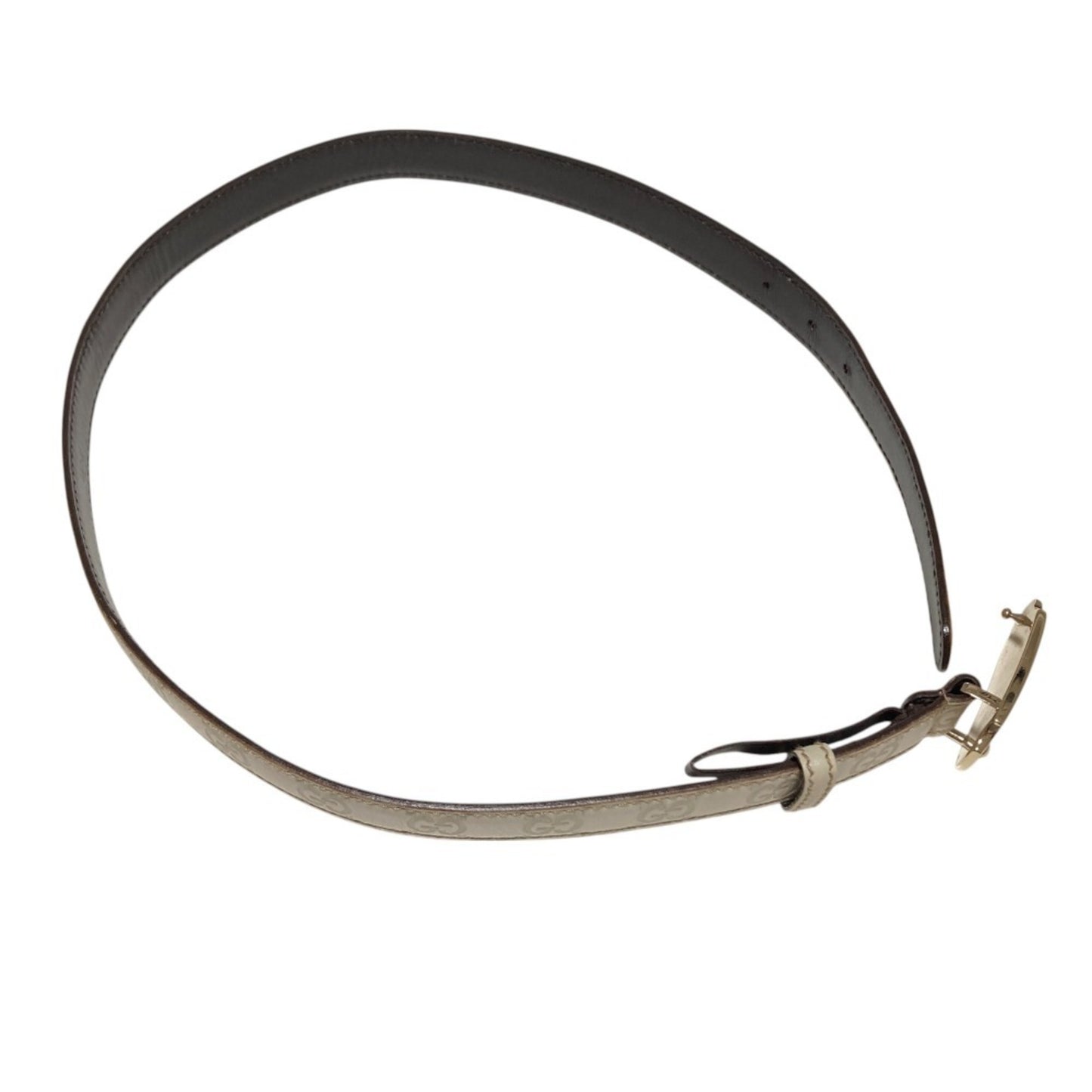 Gucci Gucci Shima Gg Pattern Top Leather Belt 146439 White