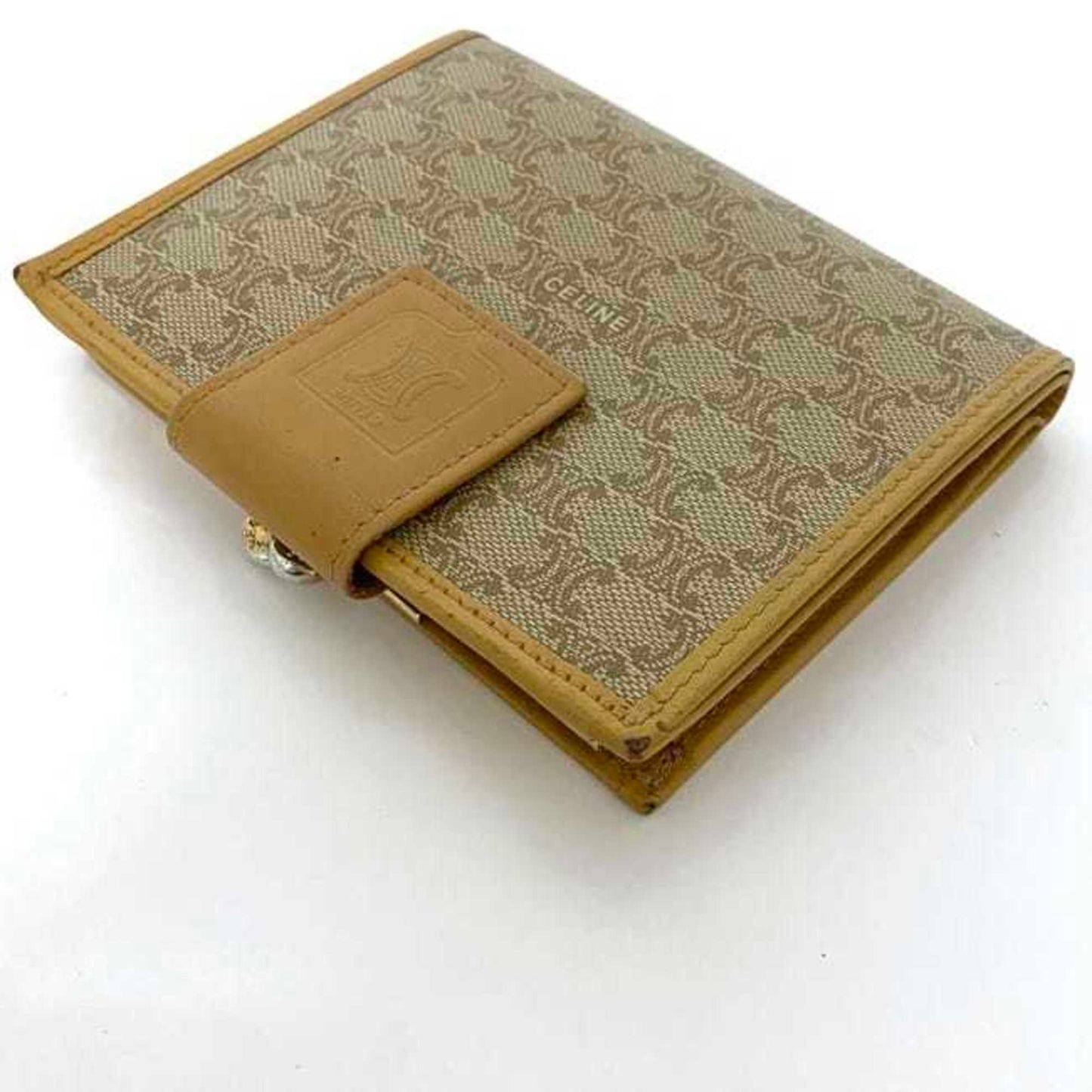 Celine Bi-Fold Wallet Ec-22515 Beige Yellow Macadam Pvc Leather M13 Celine Folding