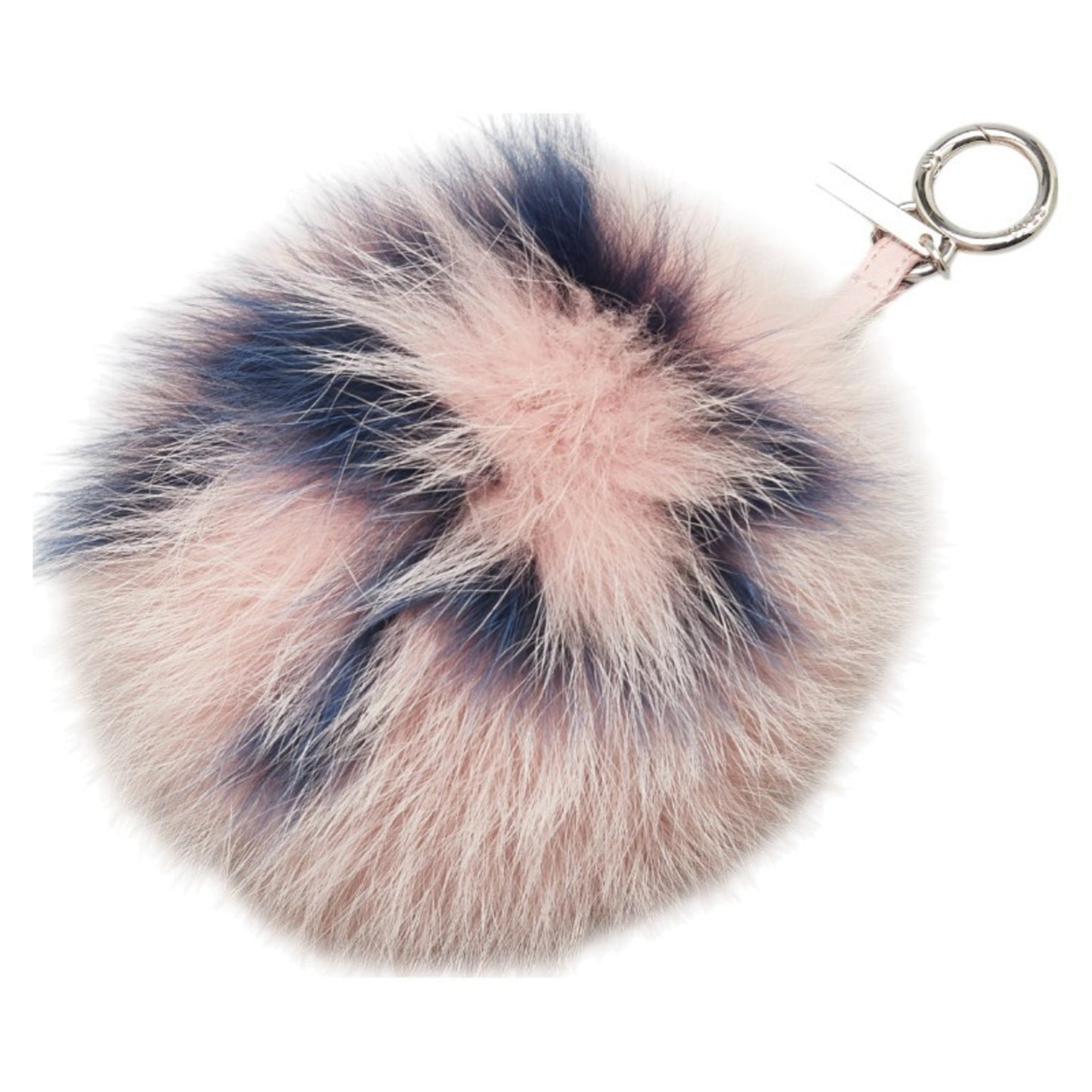Fendi Pom-Pom Charm Key Ring Keychain 7Sr45R Pink Blue Fur Leather