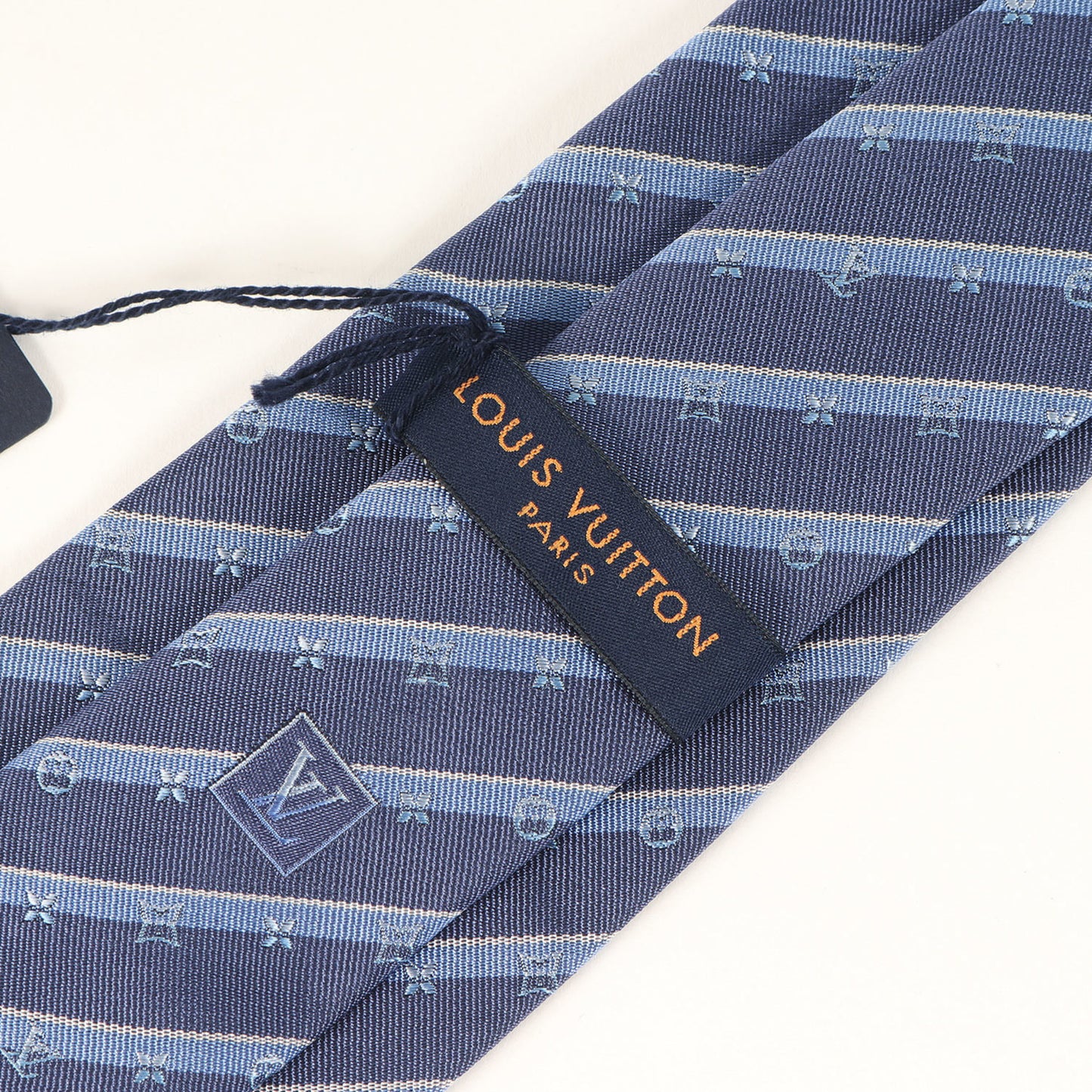 Louis Vuitton Regimental Monogram Silk Cravate Tie M71720 Blue