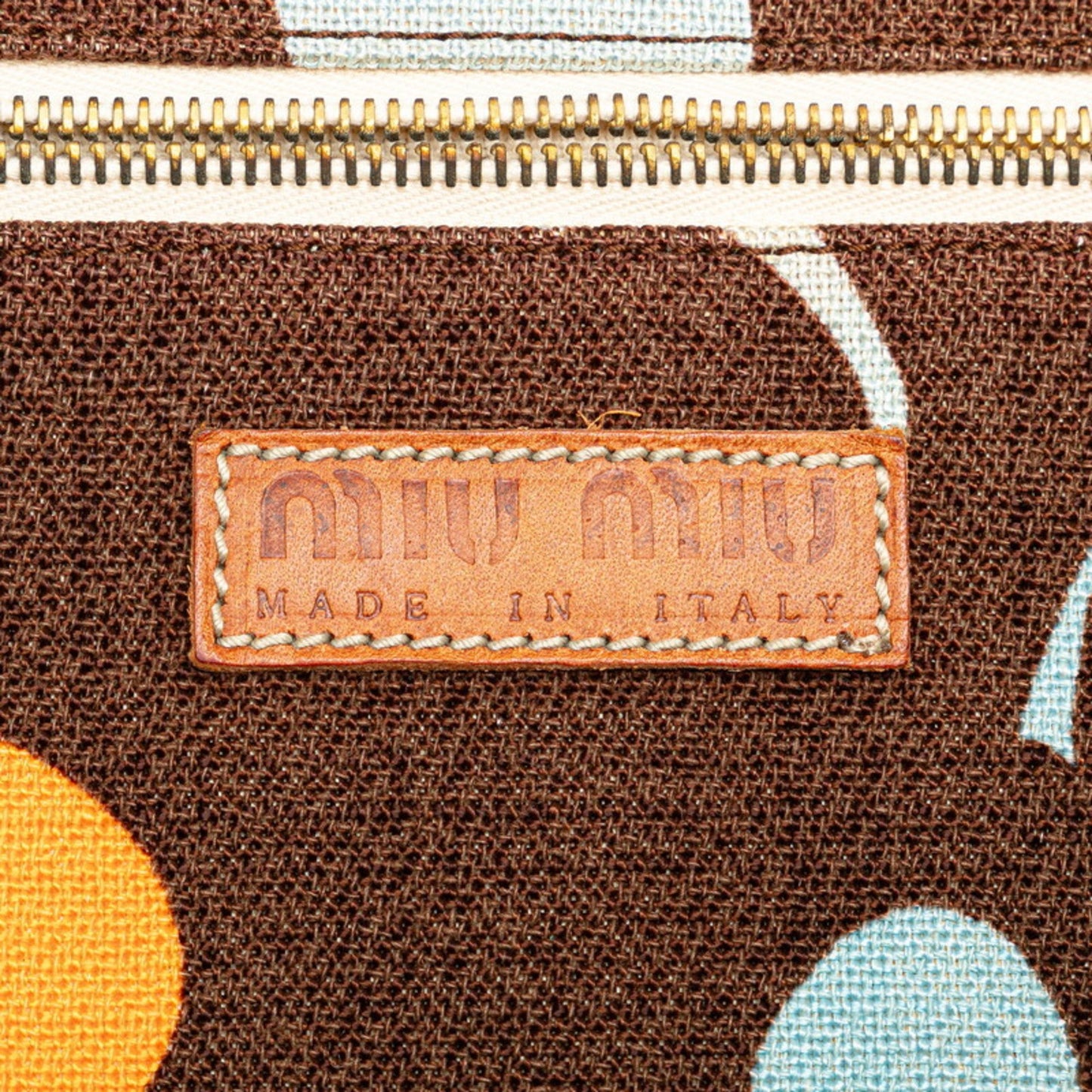 Miu Miu Miu Handbag Tote Bag Brown Orange Canvas Leather