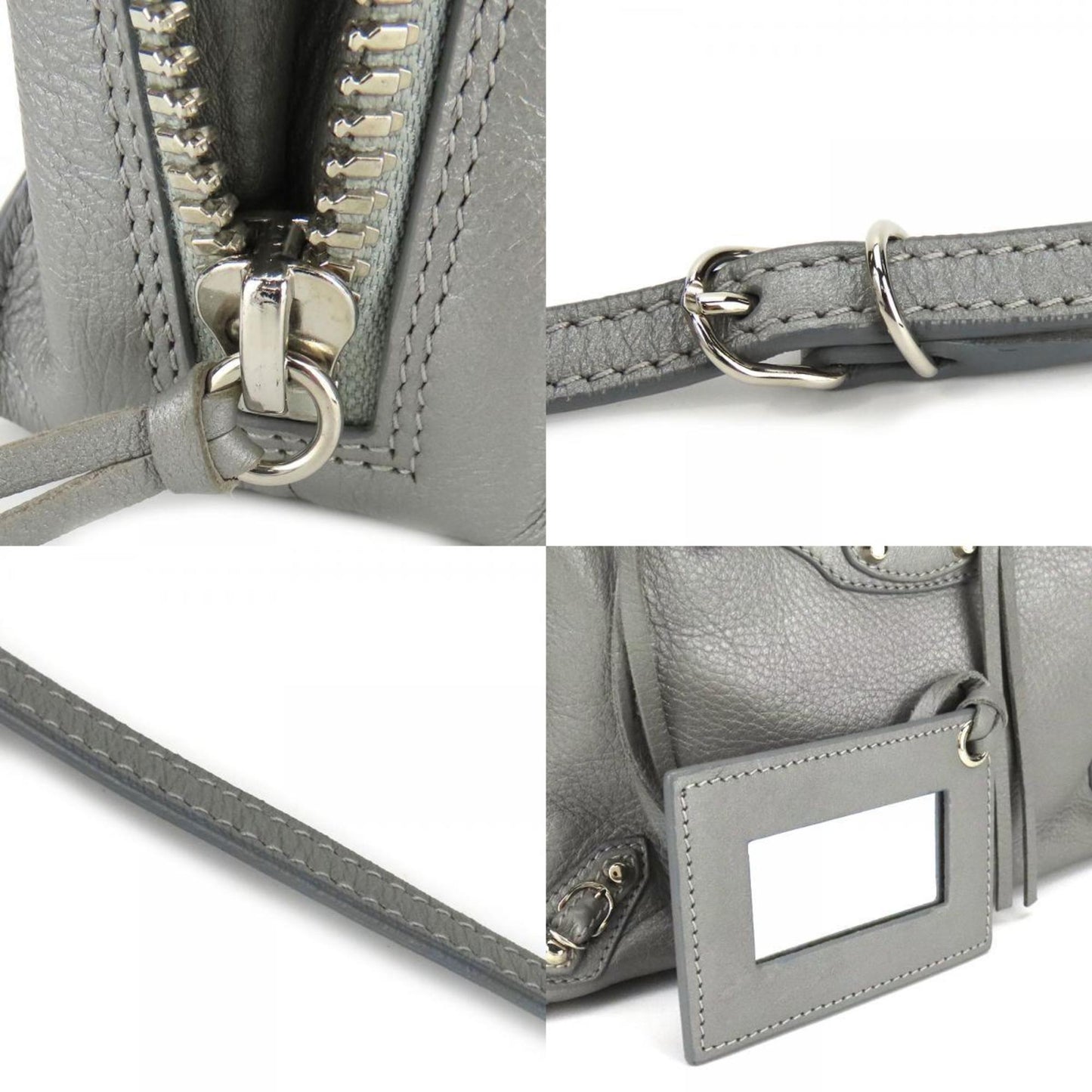 Balenciaga Paper Handbag 357333 Leather Silver Shoulder