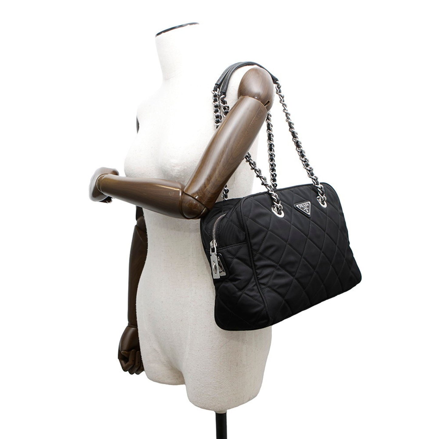 Prada Chain Shoulder Bag In Quilted Nylon