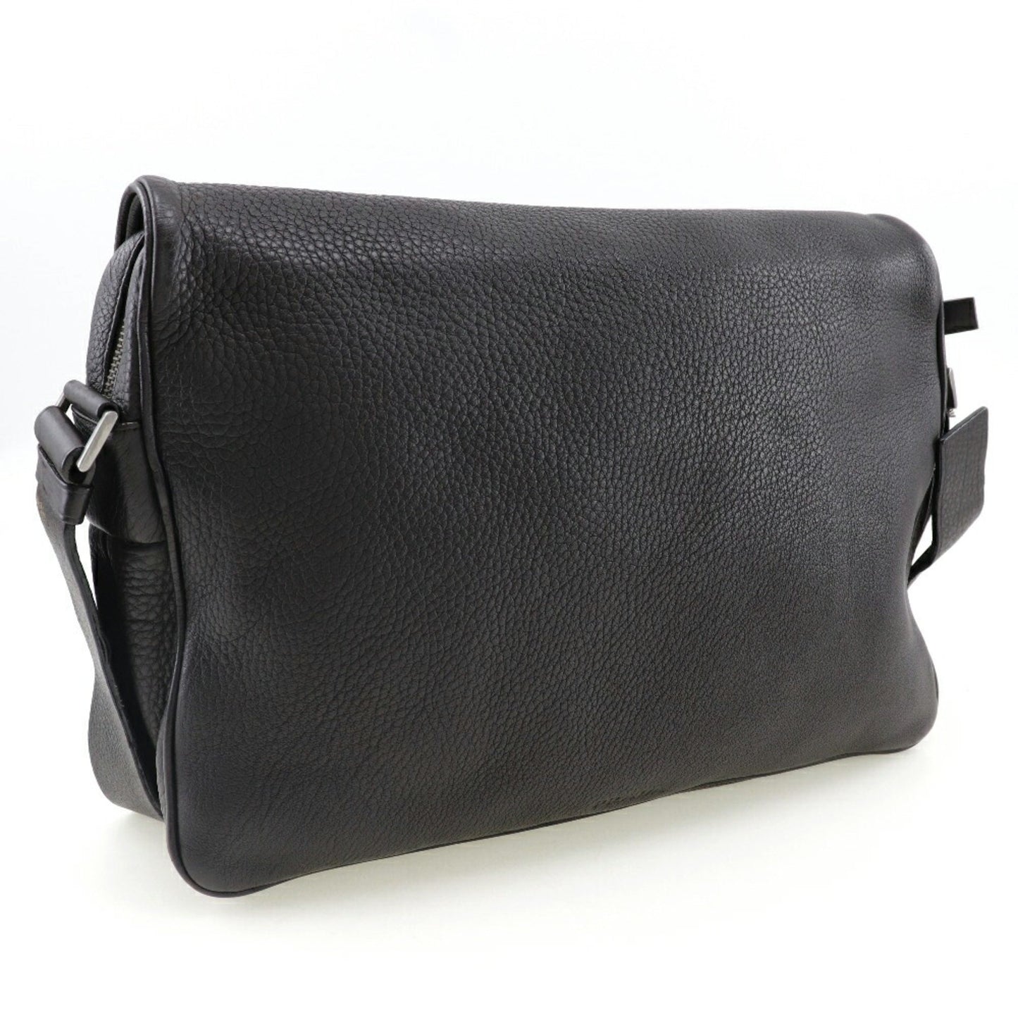 Prada Bag Shoulder Calf Brown Belt Clasp Messenger