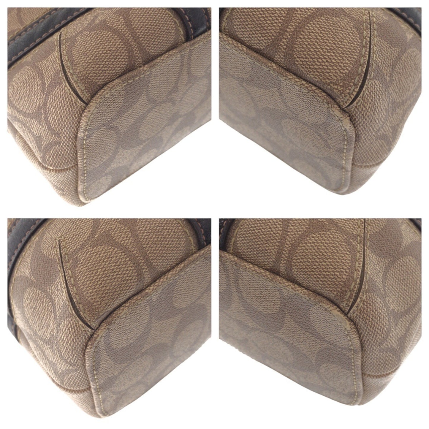 Coach Signature Brown Silver Hardware Leather Shoulder Bag Pochette