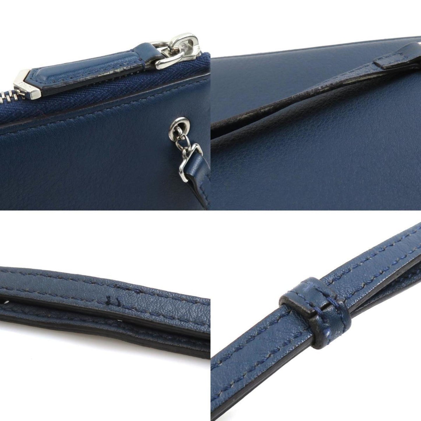 Fendi Shoulder Bag Bug Monster Leather Navy