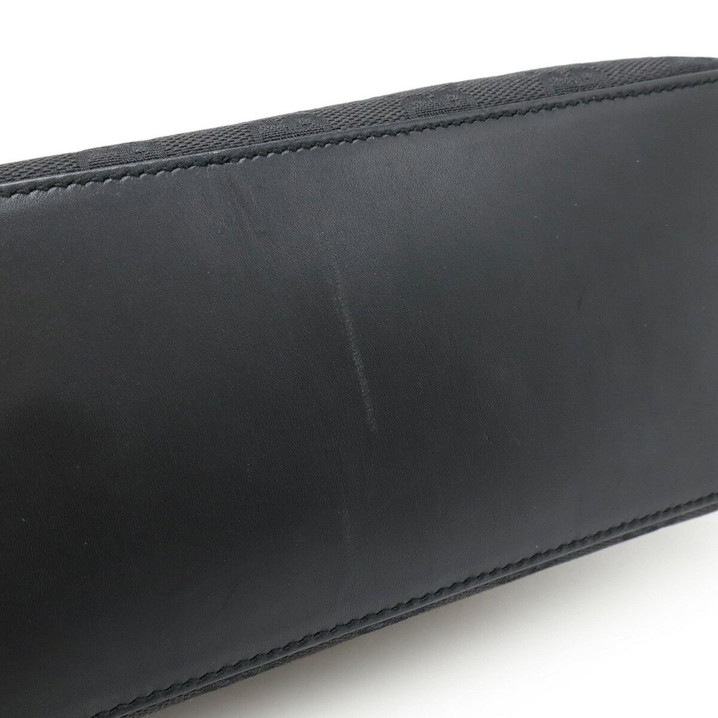 Gucci Gg Canvas Shoulder Bag Leather Black 90646