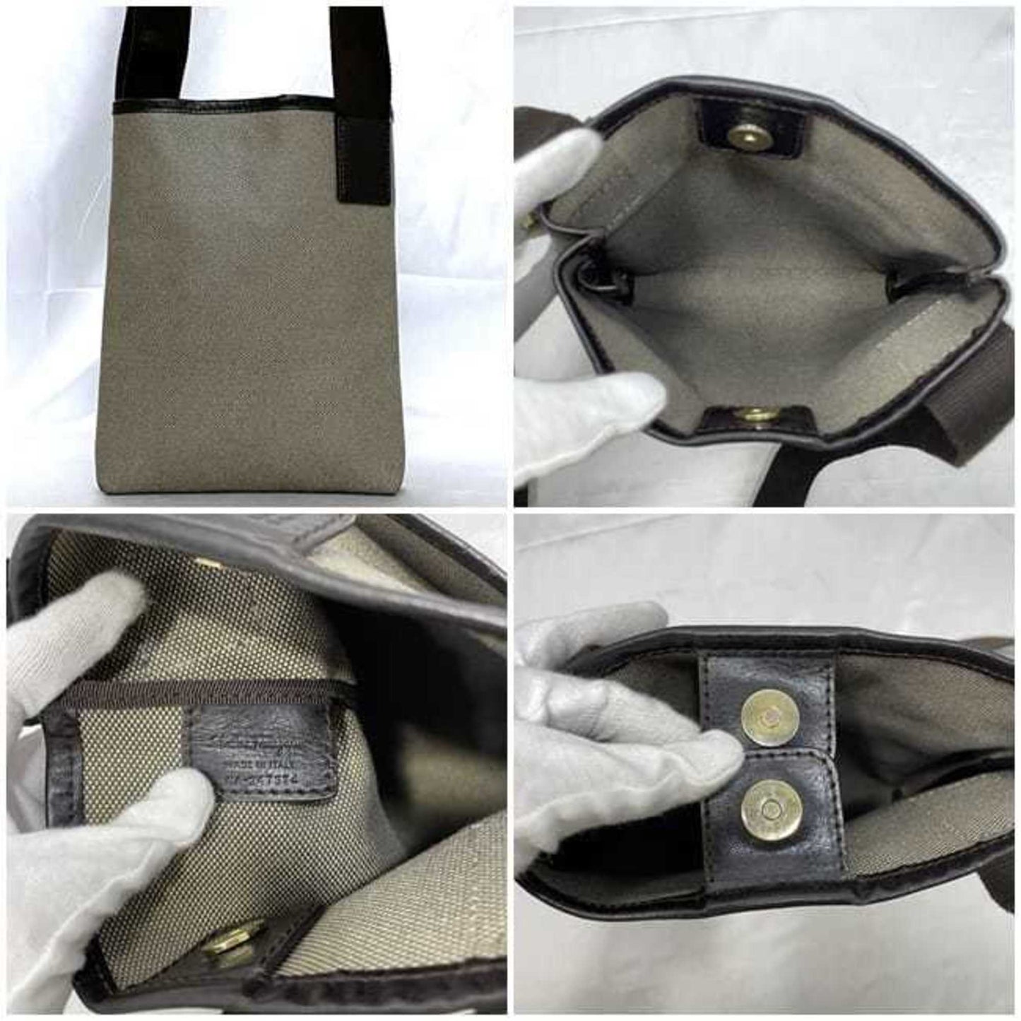 Salvatore Ferragamo Shoulder Bag Ec-23491 Grey Brown Pvc Canvas Crossbody