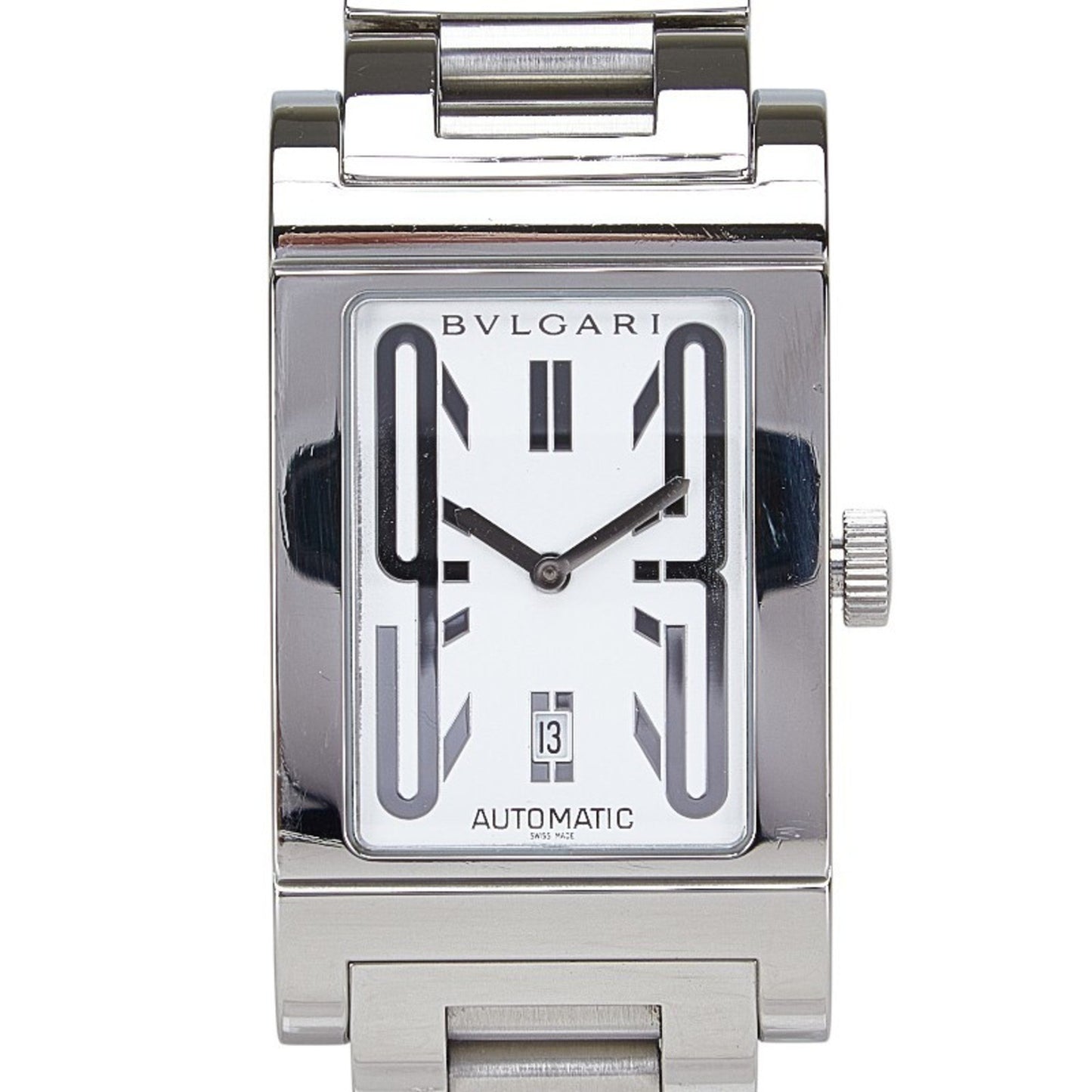 Bvlgari Rettangolo Watch Rt45S Automatic White Dial Stainless Steel