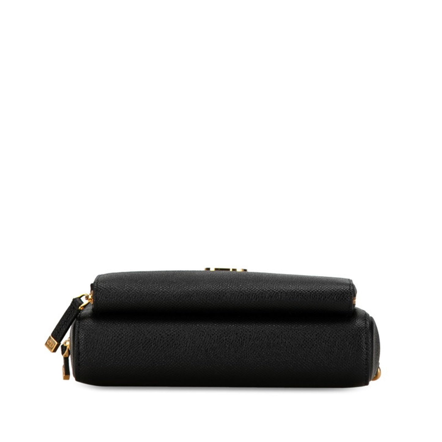 Christian Dior Dior Caro Double Pouch Shoulder Bag Black Leather