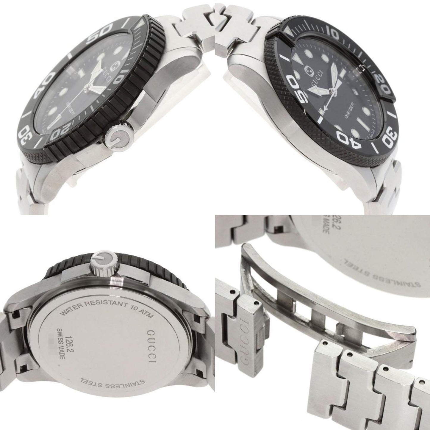 Gucci Ya126.2 G Timeless Diver Watch Stainless Steel Ss