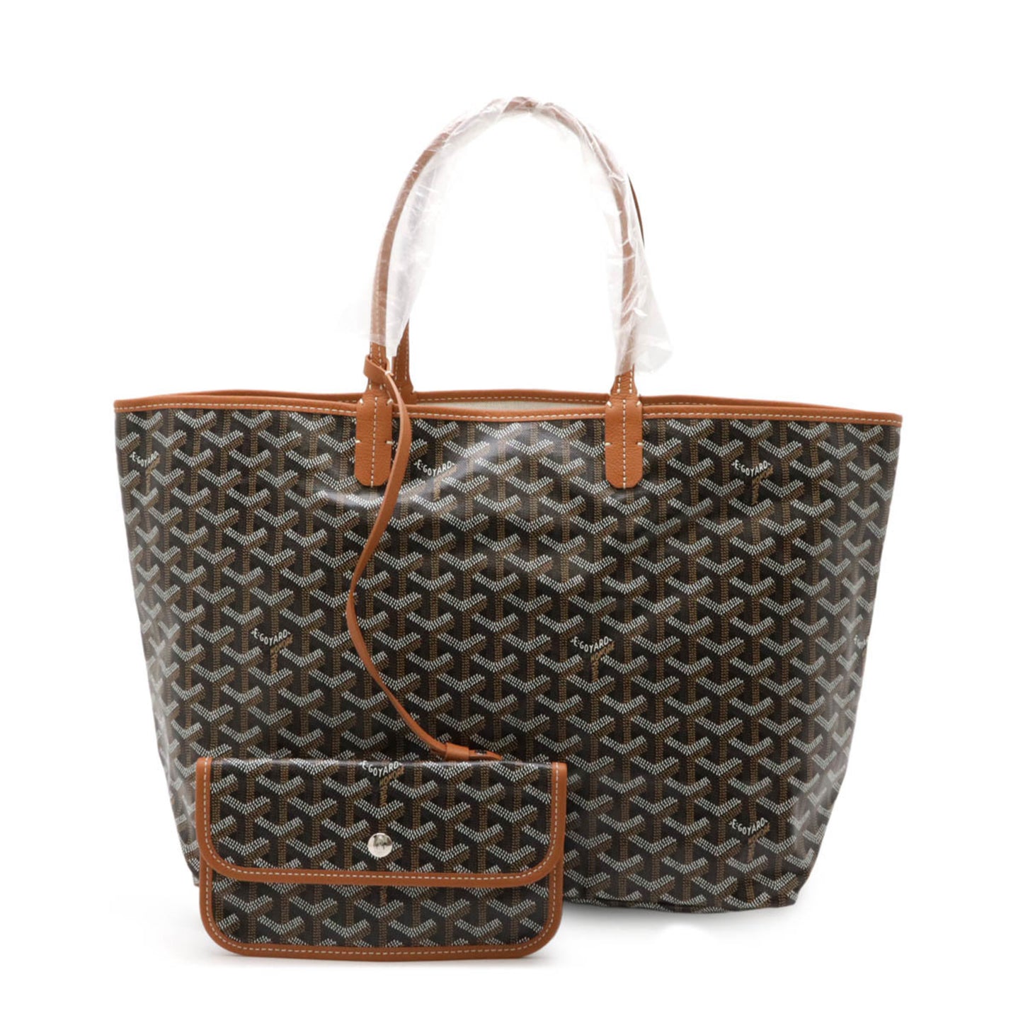 Goyard Saint Louis Pm Tote Bag Shoulder Coated Canvas Leather Black Brown White