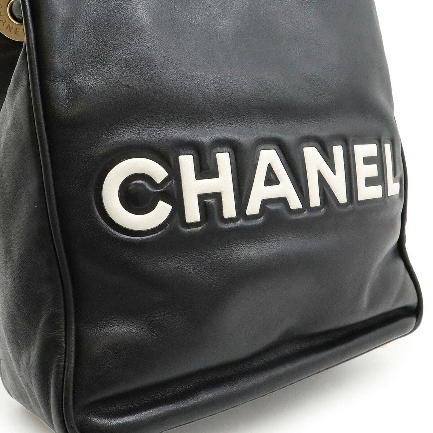 Chanel Camellia Tote Bag Shoulder Leather Black White A20856