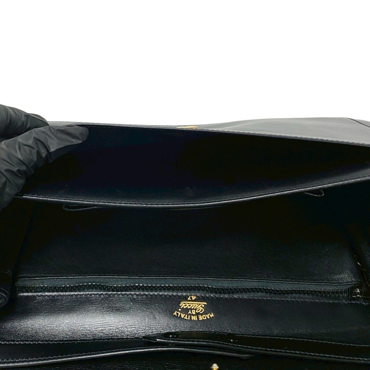 Gucci Vintage Gg Logo Hardware Leather Shoulder Bag/Clutch Bag Black 80100