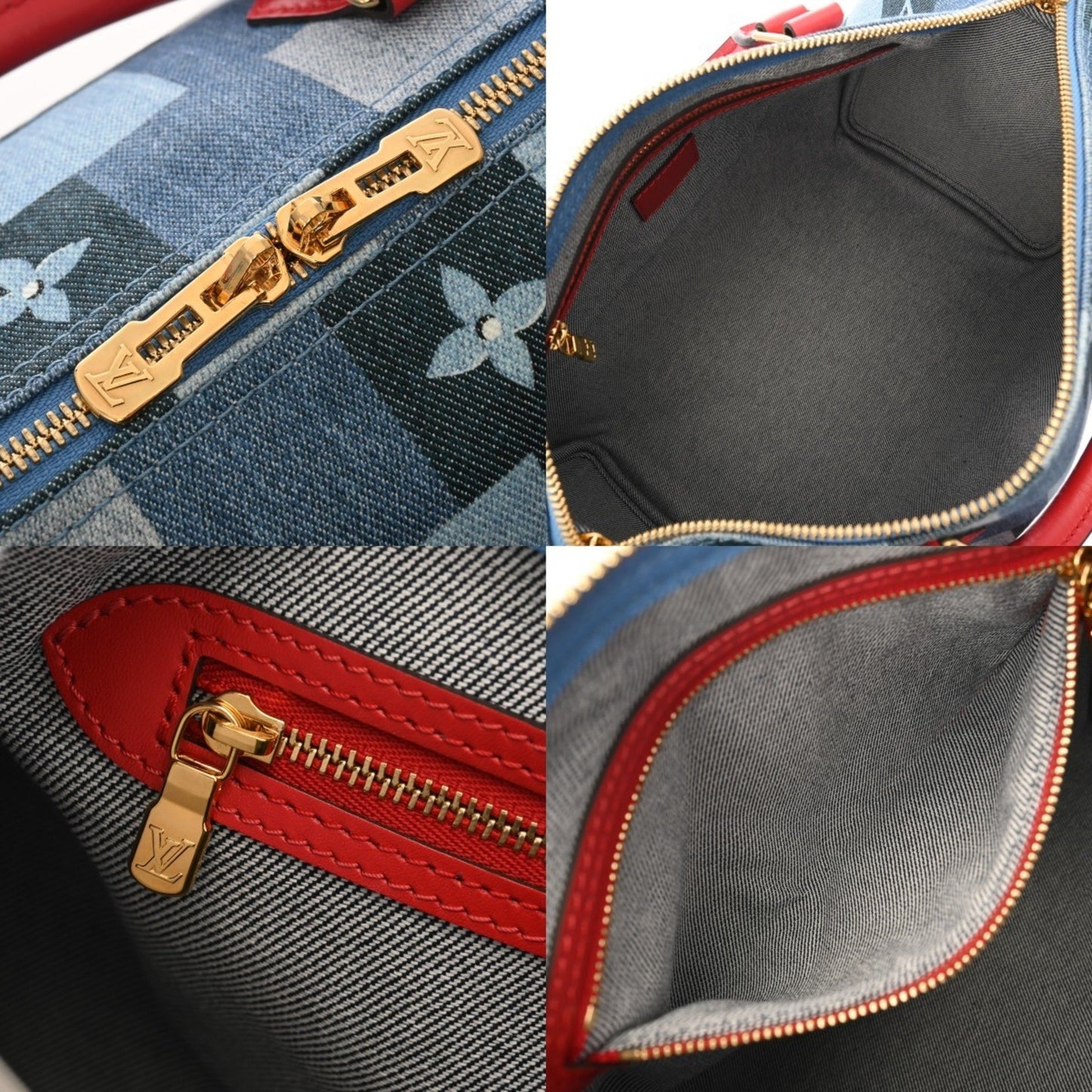 Louis Vuitton Monogram Denim Speedy Bandouliere 30 Blue M45041