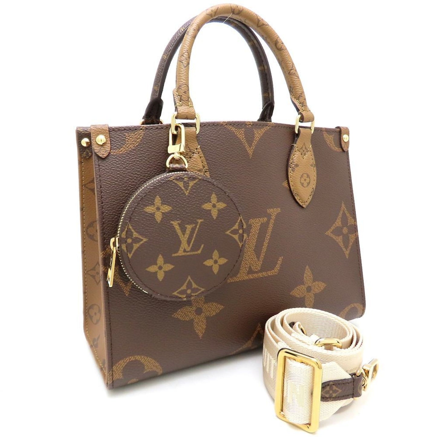 Louis Vuitton Louis Vuitton Monogram Giant Reverse On-The-Go Pm M46373 Handbag 2Way Brown 352427