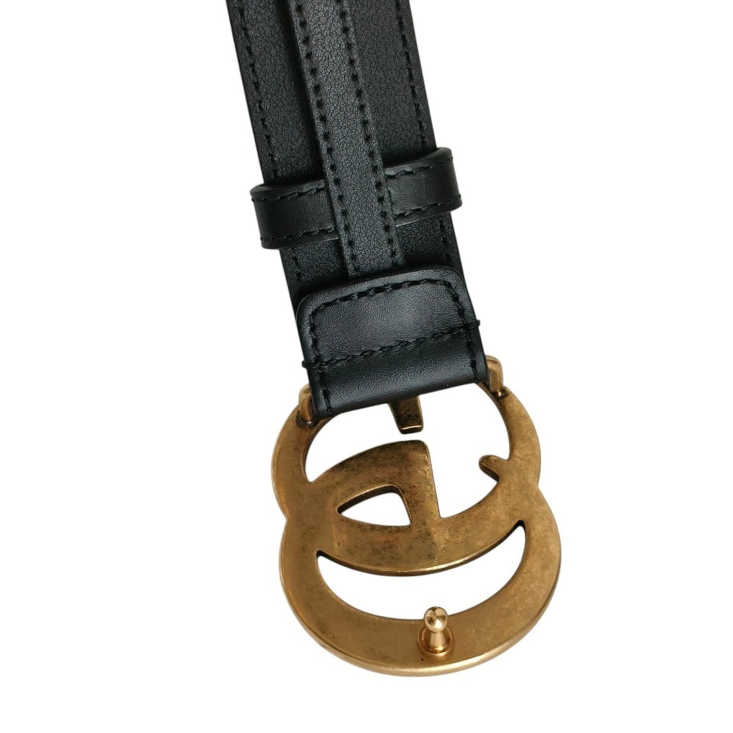 Gucci Gg Marmont Metal Buckle Leather Belt 414516 Black/Gold