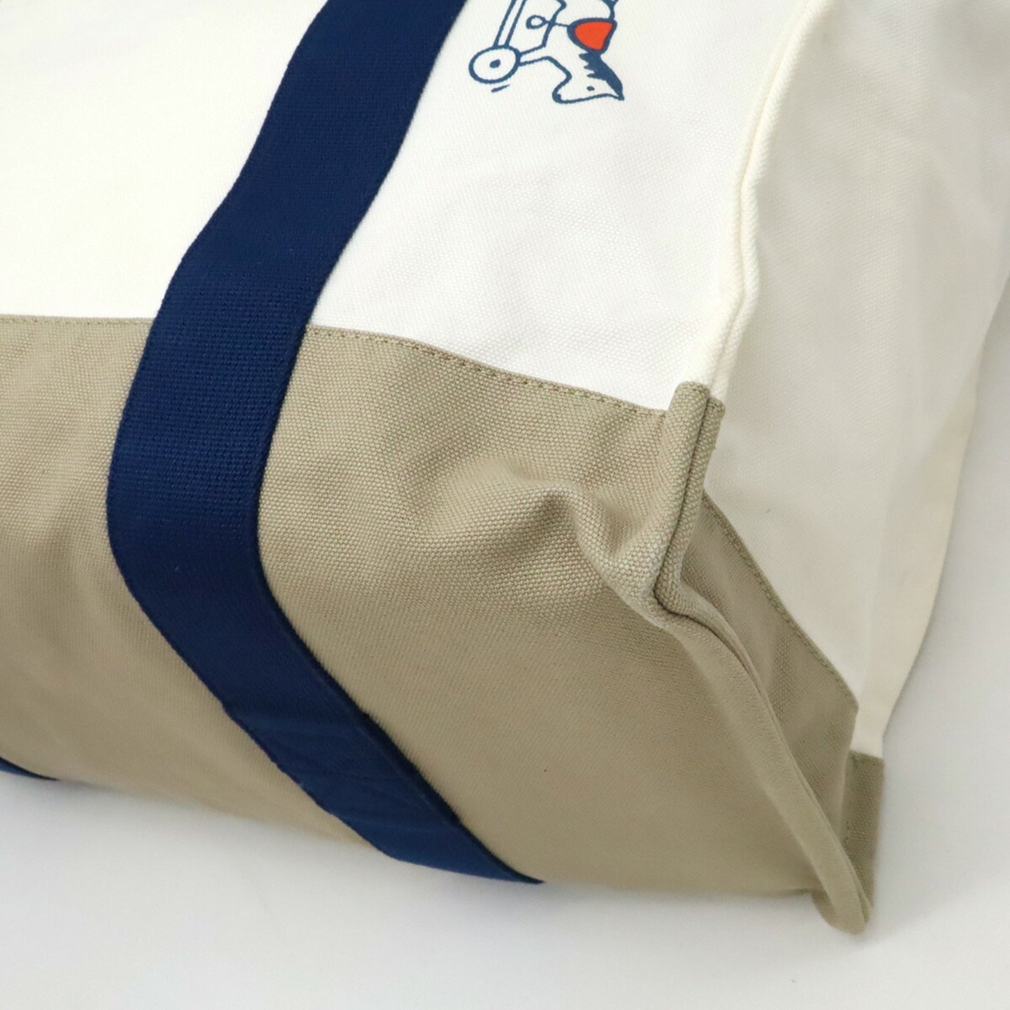 Hermes Adada Mother'S Bag Tote Horse Canvas Blue Marine Ivory Beige