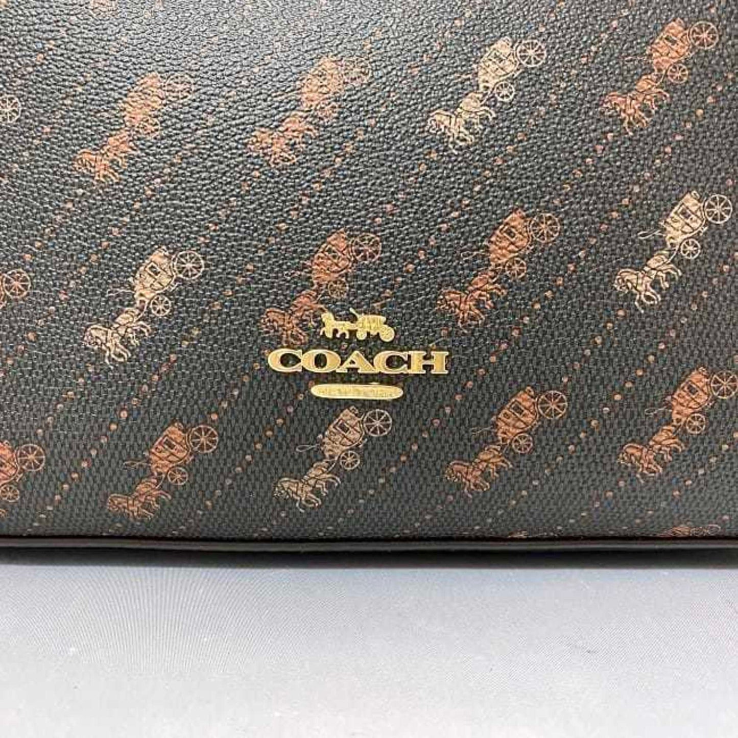 Coach Tote Bag Black Brown Red Horse