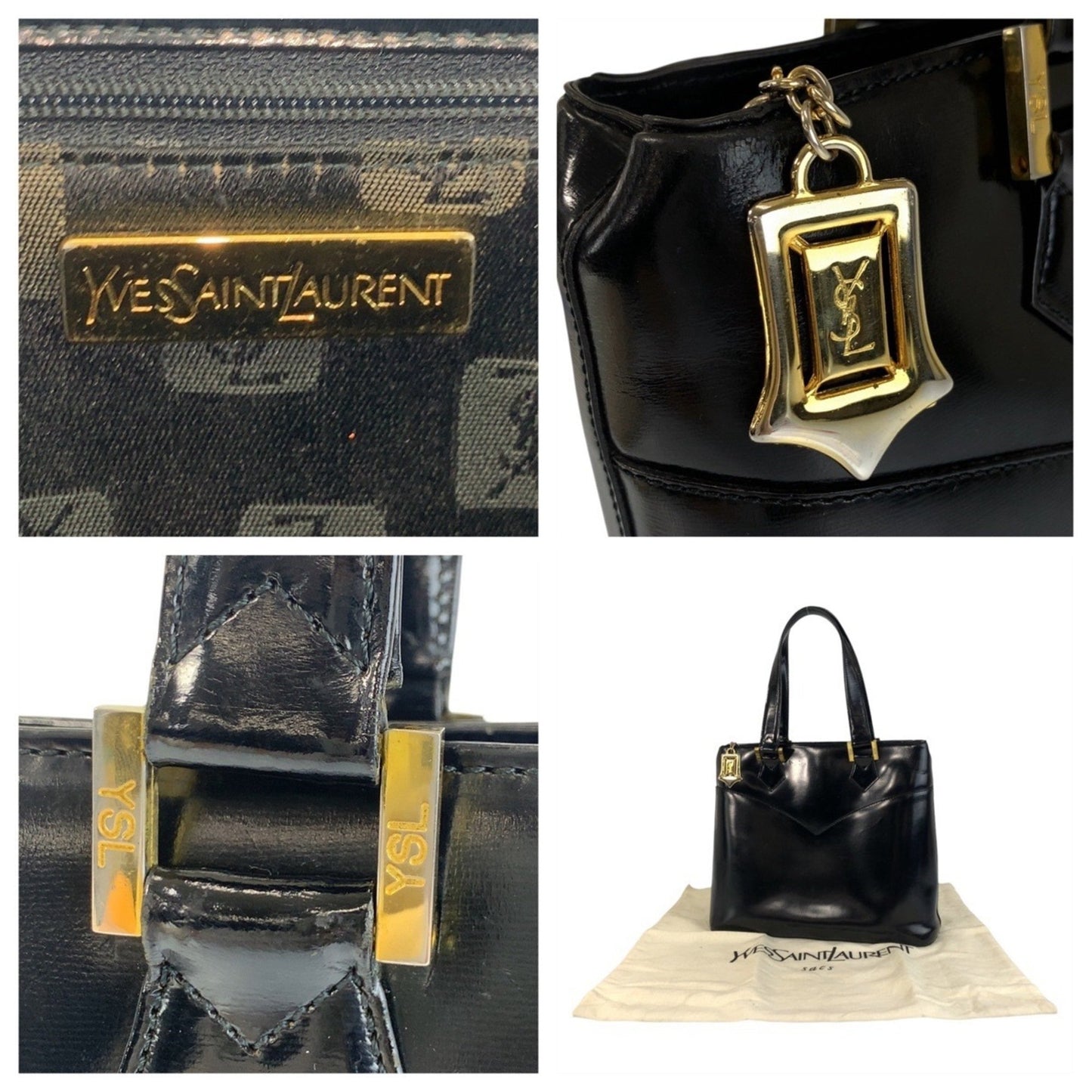 Yves Saint Laurent Vintage Ysl Black Leather Handbag