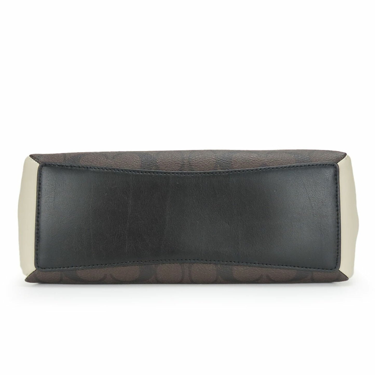 Coach Shoulder Bag F50054 Signature Leather Dark Brown Black Ivory Handbag