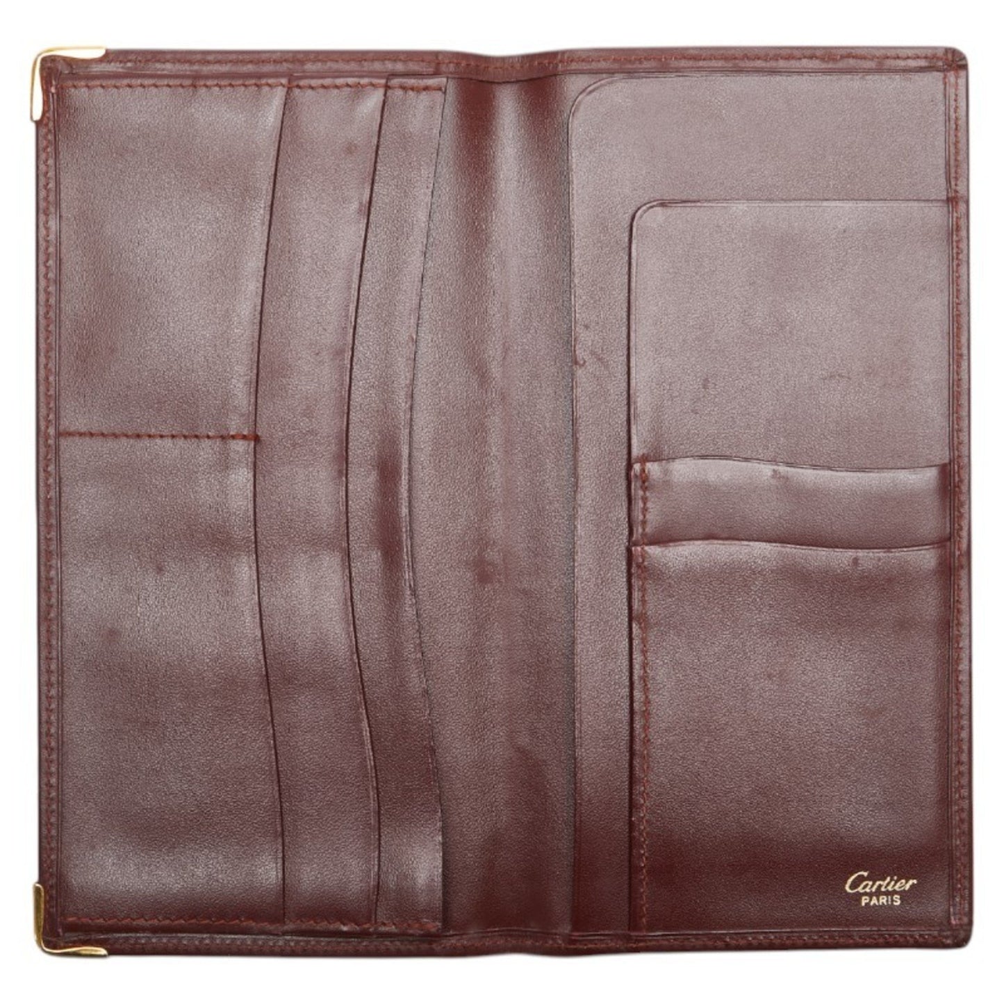 Cartier Must Line Long Wallet Wine Red Leather