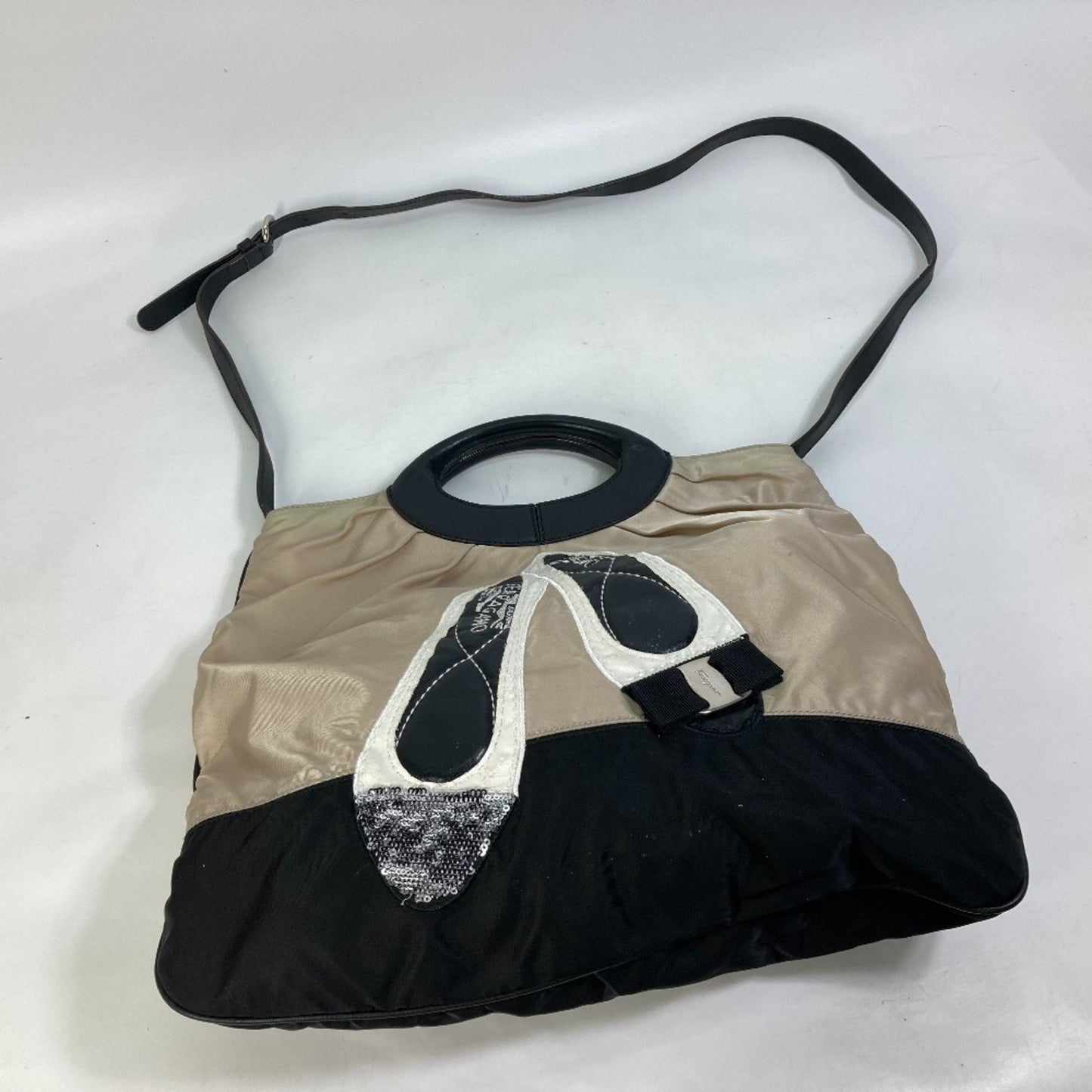 Salvatore Ferragamo Shoes Crossbody 2Way Bag Hand Bag Shoulder Bag Black Beige