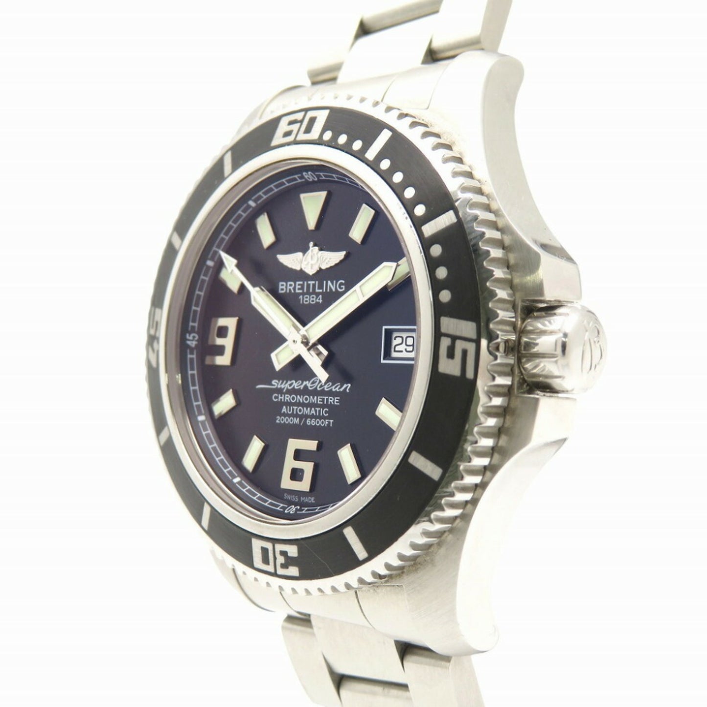 Breitling Superocean 44 A17391 Automatic Watch Stainless Steel Black Dial 0129Breitling