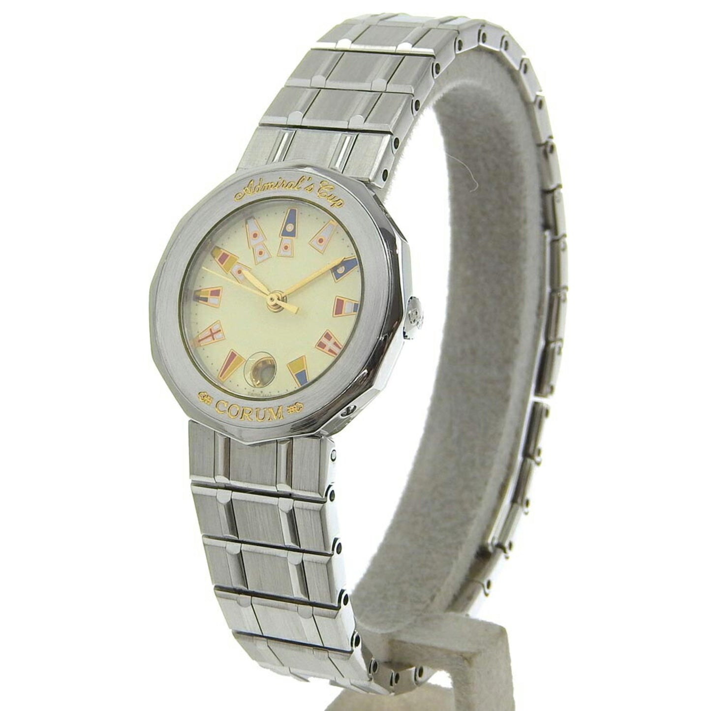 Corum Admiral'S Cup Watch 39.610.20 V050 Stainless Steel Quartz Analog Display Ivory Dial Admirals