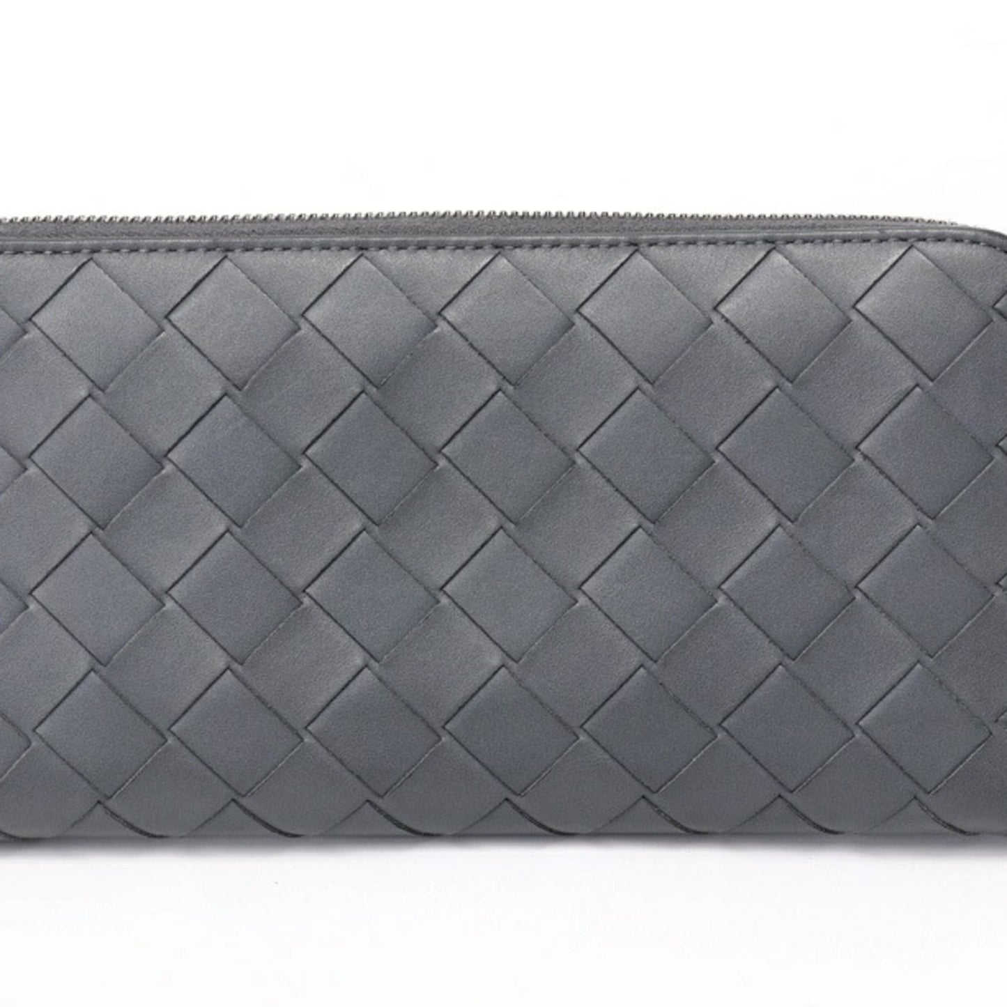 Bottega Veneta Intrecciato Zip Around Wallet Round 749427 Leather Gray K-157902