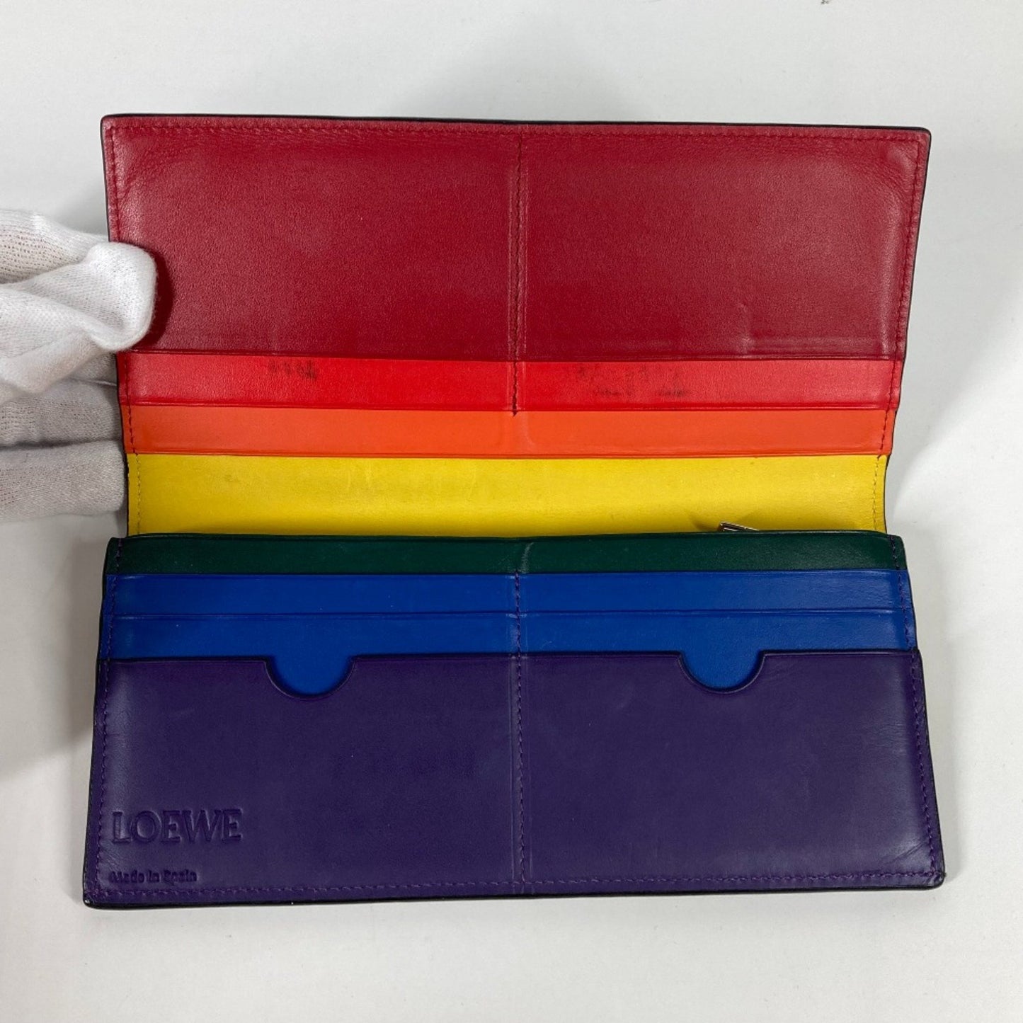 Loewe Long Wallet Rainbow Two Fold Long Wallet Black Multicolore