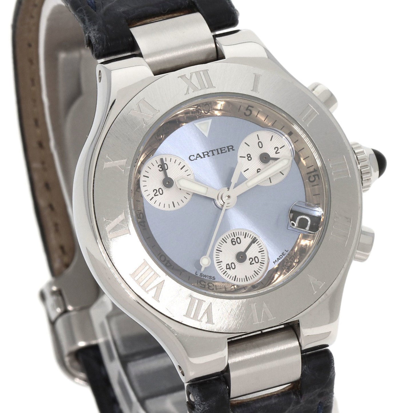 Cartier W1020013 Chronoscuff Sm Watch Stainless Steel Leather