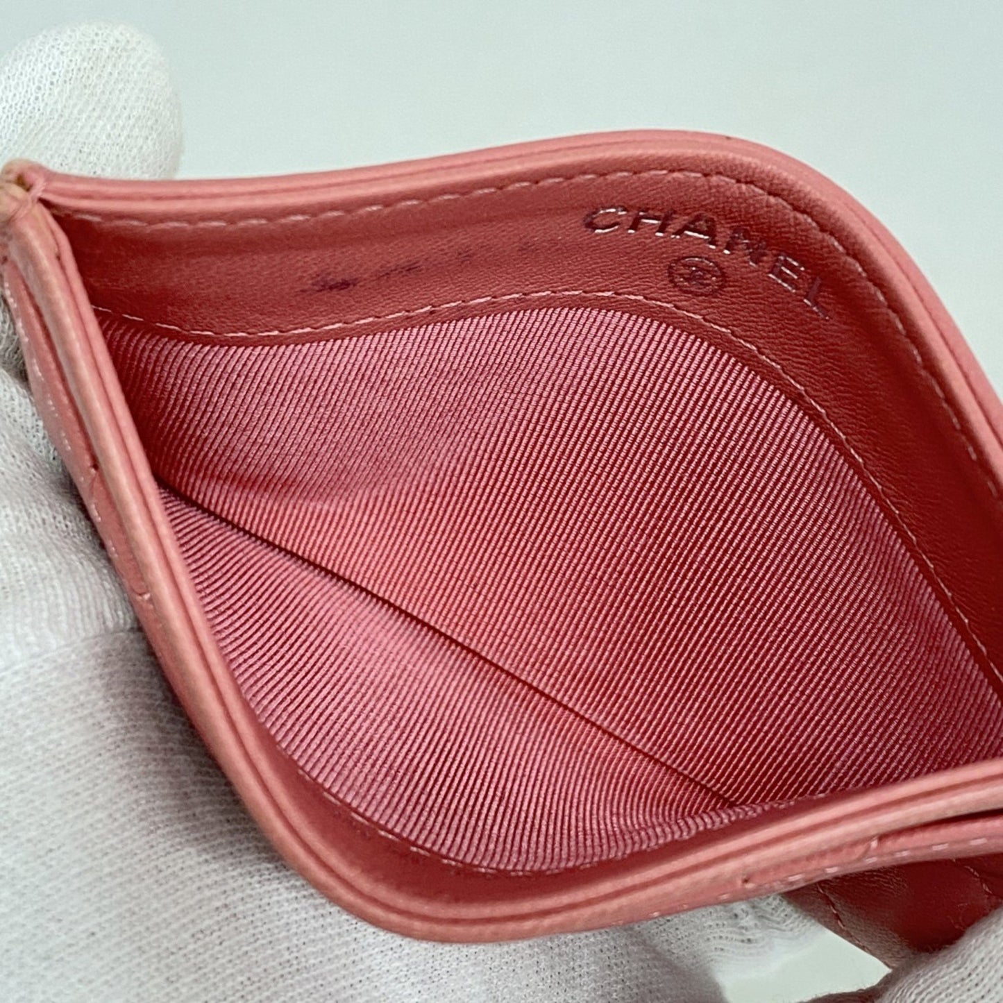 Chanel Matelasse Business Card Case In Lambskin