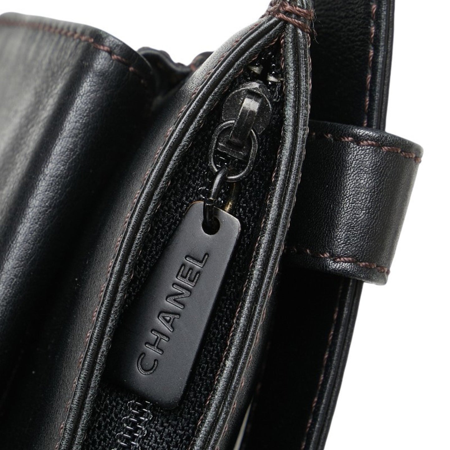 Chanel Coco Mark Waist Bag Belt 75/30 Black Lambskin